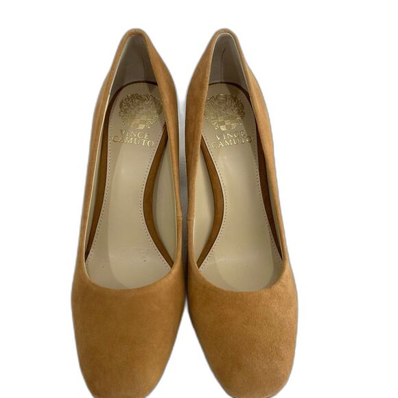 Vince Camuto Shoes Women’s Size 8M Taupe Villona Suede Pump Block High Heel - Picture 2 of 12
